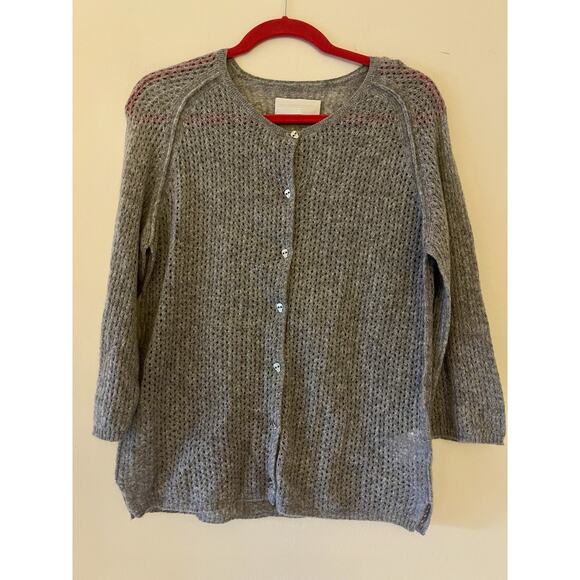 Rare! Zadig Voltaire 100% Cashmere Open Knit Cardigan Sweater Skull Buttons M 💀 - Picture 1 of 6
